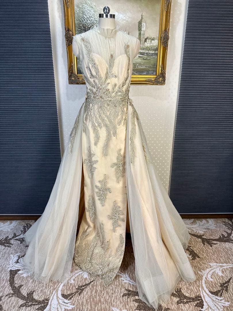 JOVANI☆アイボリー刺繍パーティードレス