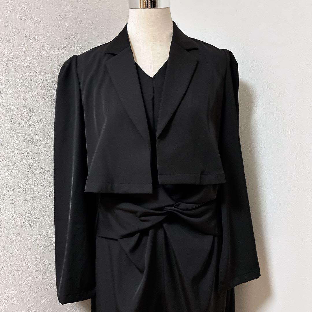 ニアナ　ブラック　プラクティカルショートジャケットセットアップ 2点セット