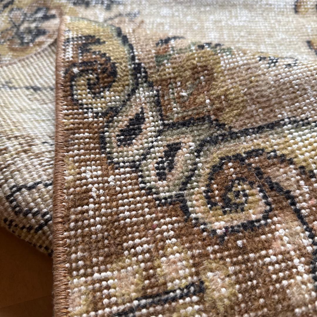 54×165 ロングランナーラグ　ベージュボタニカル　トルコヴィンテージラグ