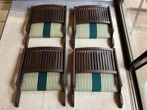 【美品】昭和レトロ　木製 折り畳み式 座椅子　4脚セット