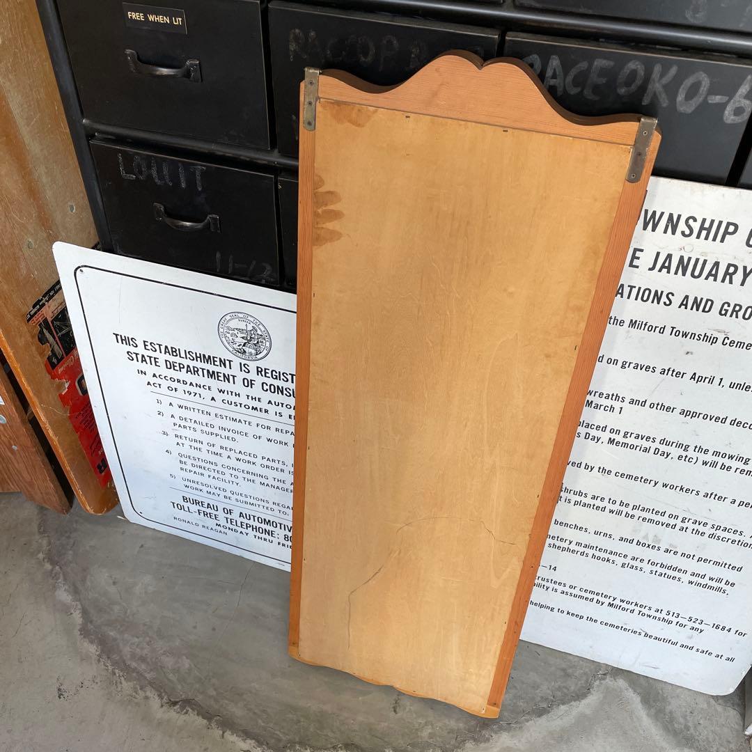 ヴィンテージ ウッドドア ミラー 両開き扉式 壁掛け 鏡 姿見 蚤の市 ルーバー