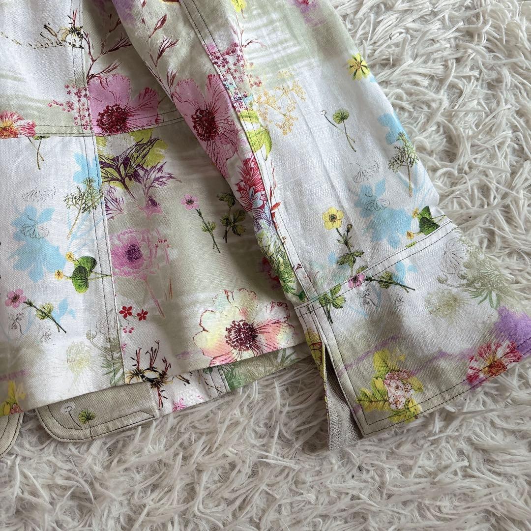 ジェニーギャルソン イタリア製生地 ボタニカルフラワー ジャケット 42 大きい