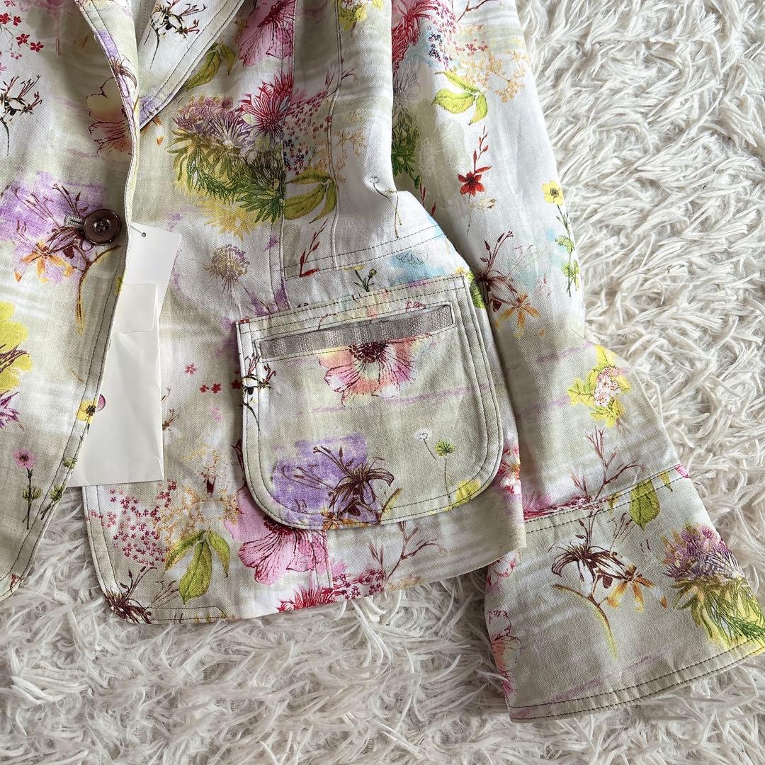 ジェニーギャルソン イタリア製生地 ボタニカルフラワー ジャケット 42 大きい