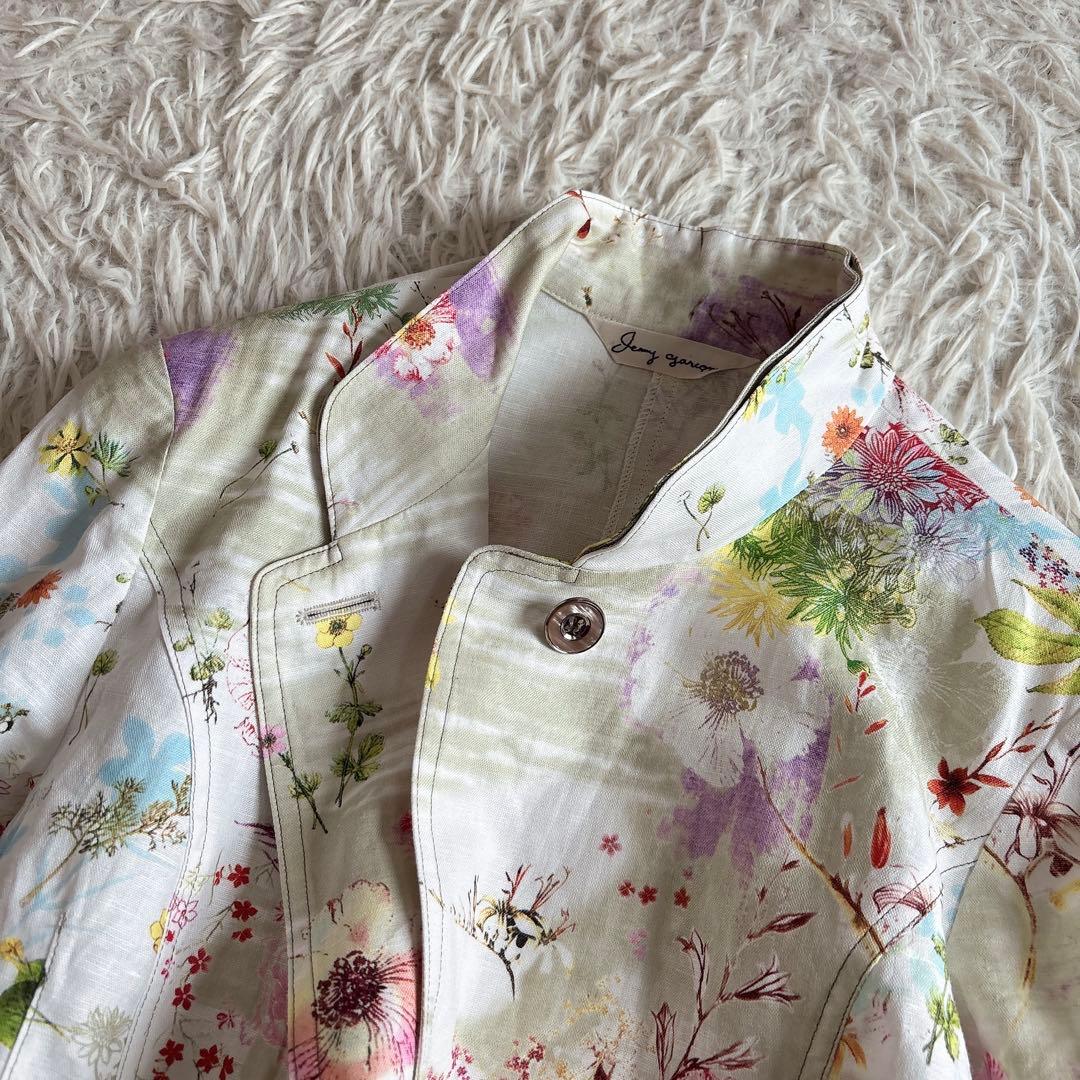 ジェニーギャルソン イタリア製生地 ボタニカルフラワー ジャケット 42 大きい