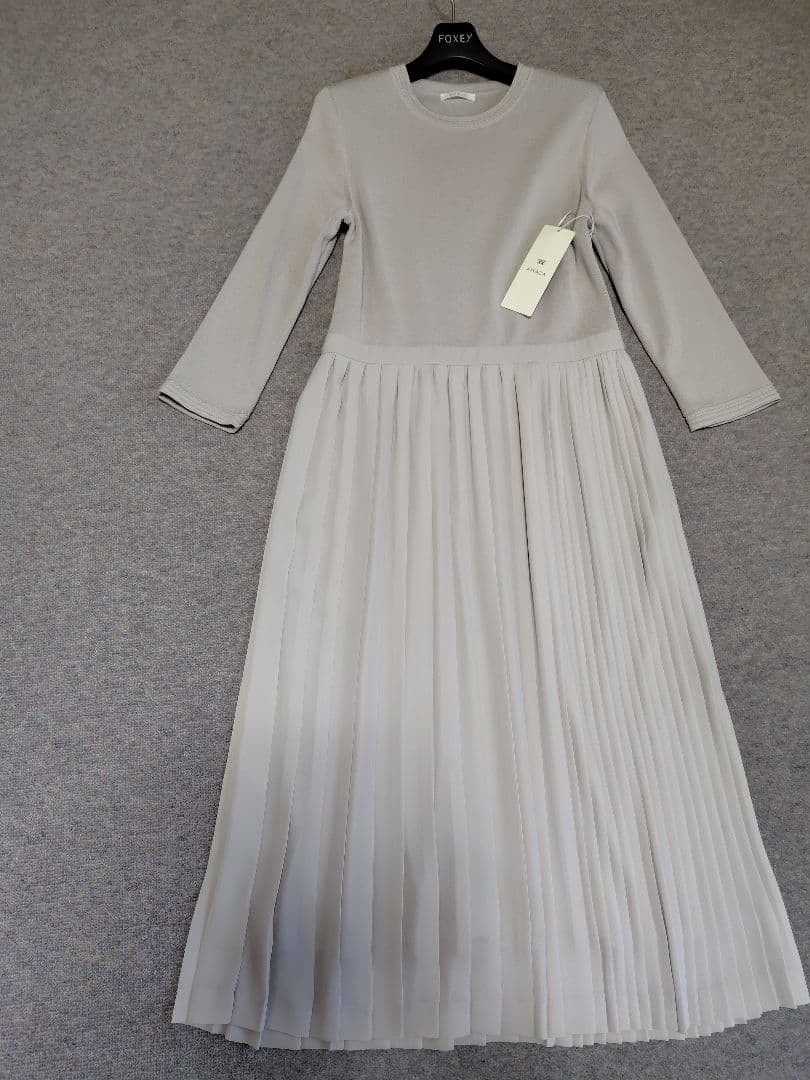 新品　AMACAアマカ　布帛コンビニットワンピワンピース38ベージュ44000円