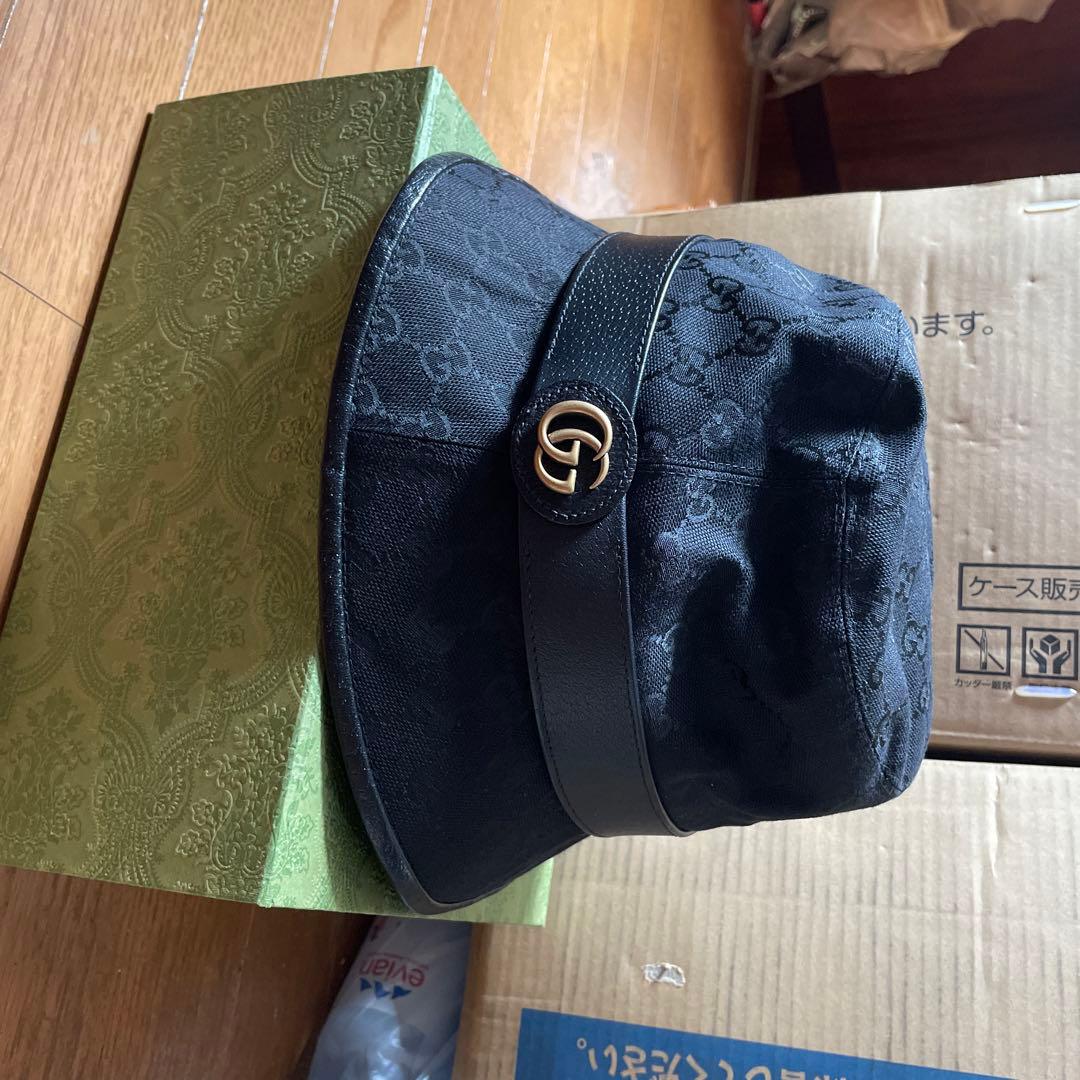 GUCCI バケットハット ブラック キャンバス