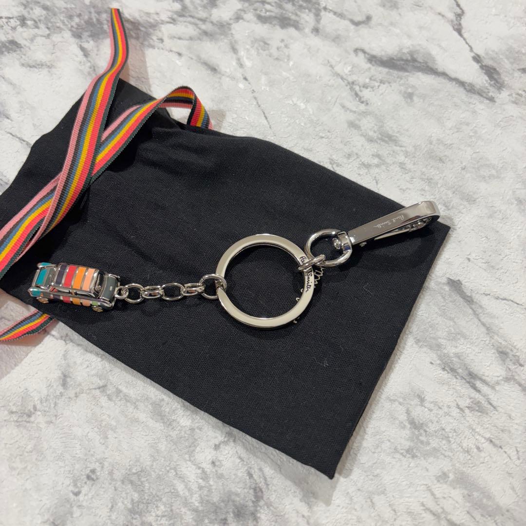 【美品】 Paul Smith ミニクーパー キーリング マルチストライプ