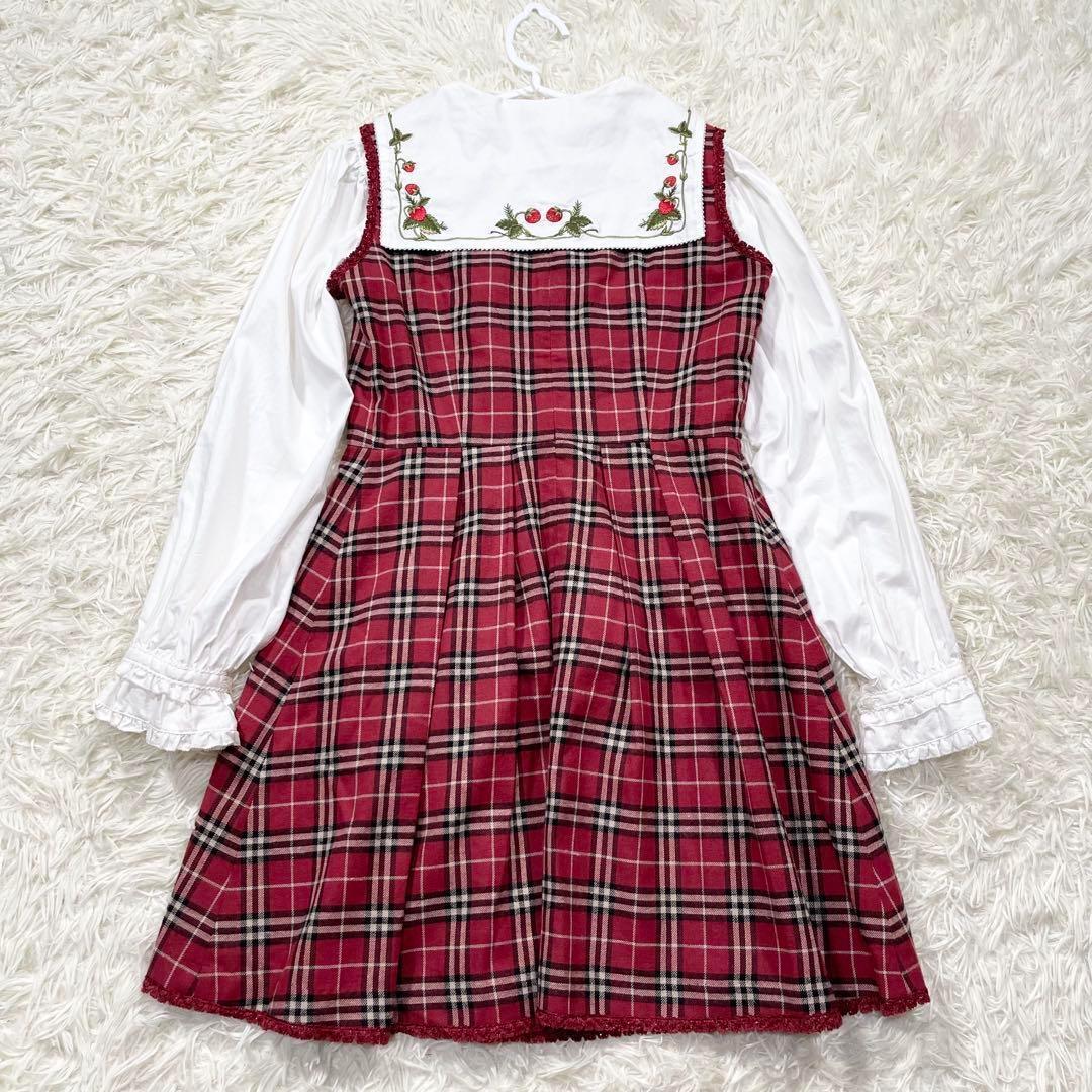 719 ピンクハウス チェルシー チェリー柄 ブラウス チェック ワンピース M