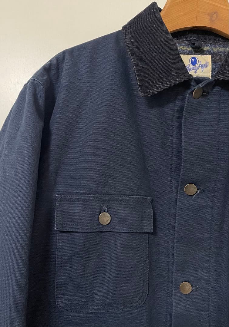 90s　初期APE　初期エイプ　ブランケット付カバーオール　ダック　ネイビー　Ｌ