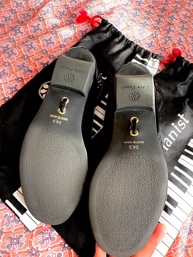 Little Pianist ブラック24.5 ピアノシューズ リトルピアニスト