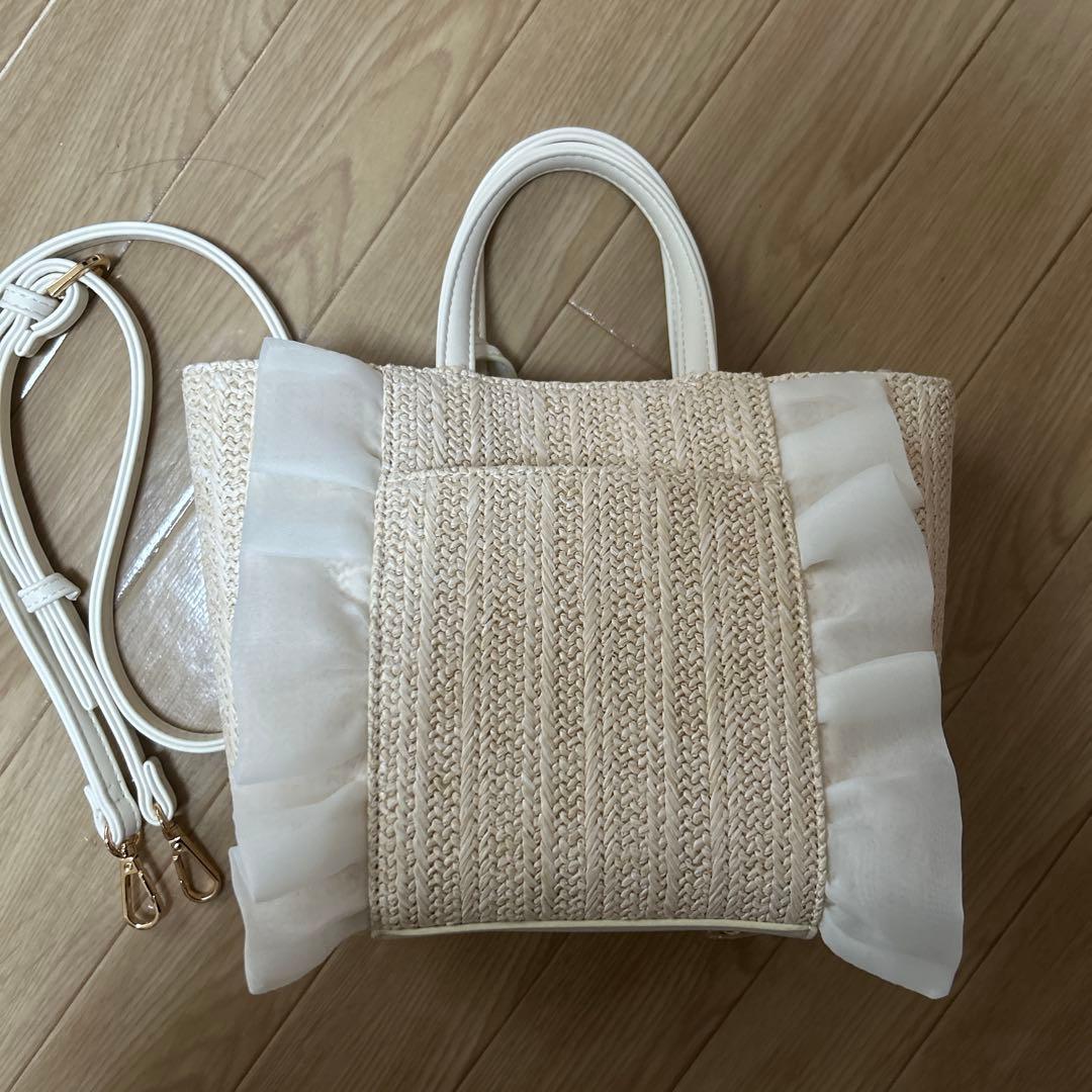 d*4様 DIANA カゴバッグ　シロゴウヒスムース/ベージュザツザイドットチュ