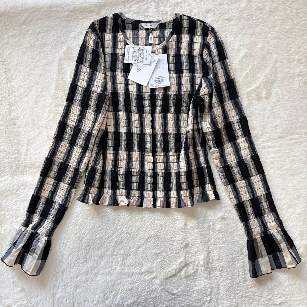 未使用タグ＊CLANE SHIRRING DESIGN BLOUSE MIX　2