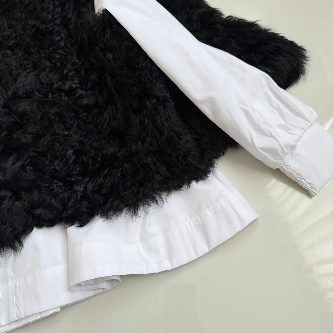 near.nippon ♡ 黒 ラムファー ジレ ベスト リアルファー 羊