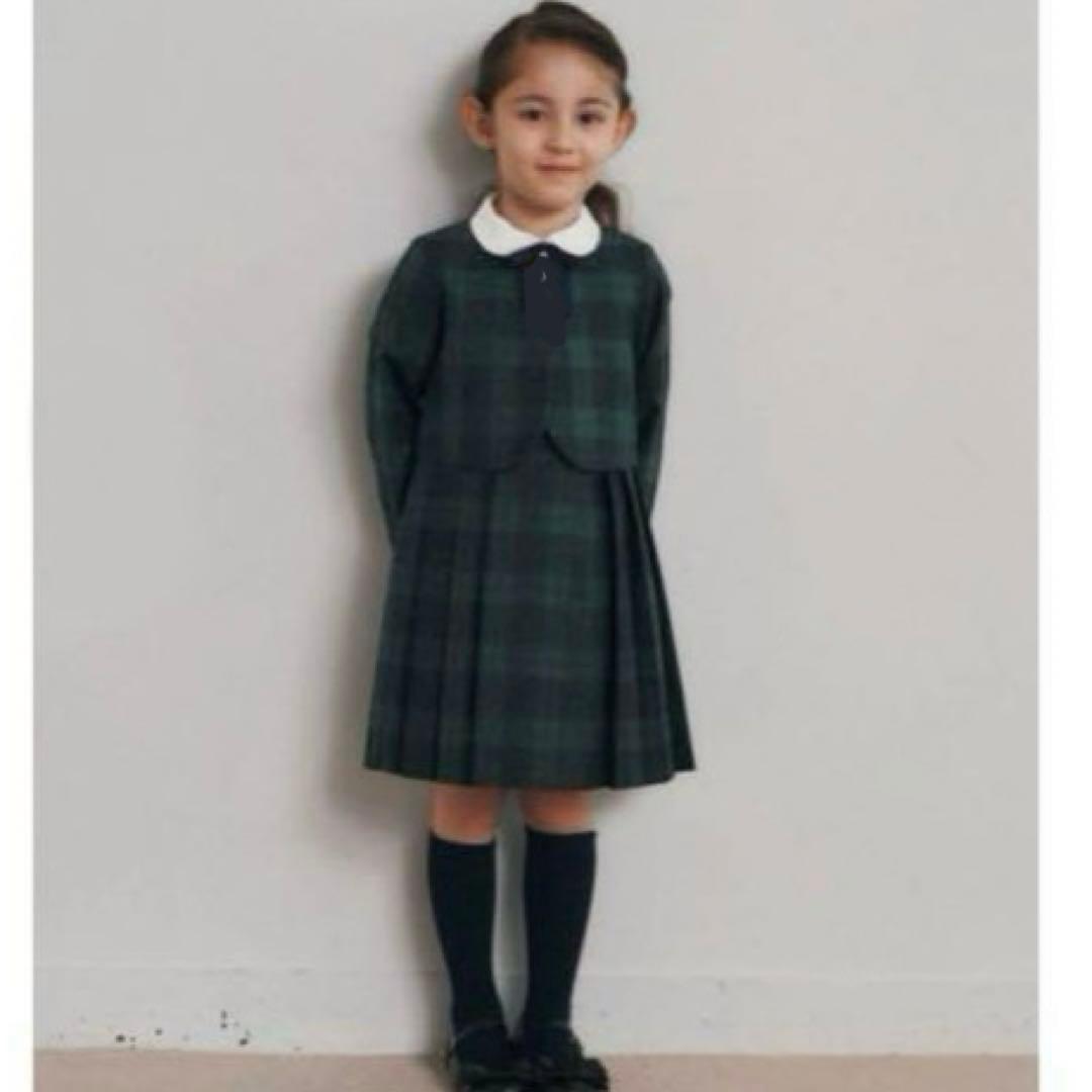 グリーンレーベルリラクシング フォーマルセット　女の子　チェック　125cm 緑