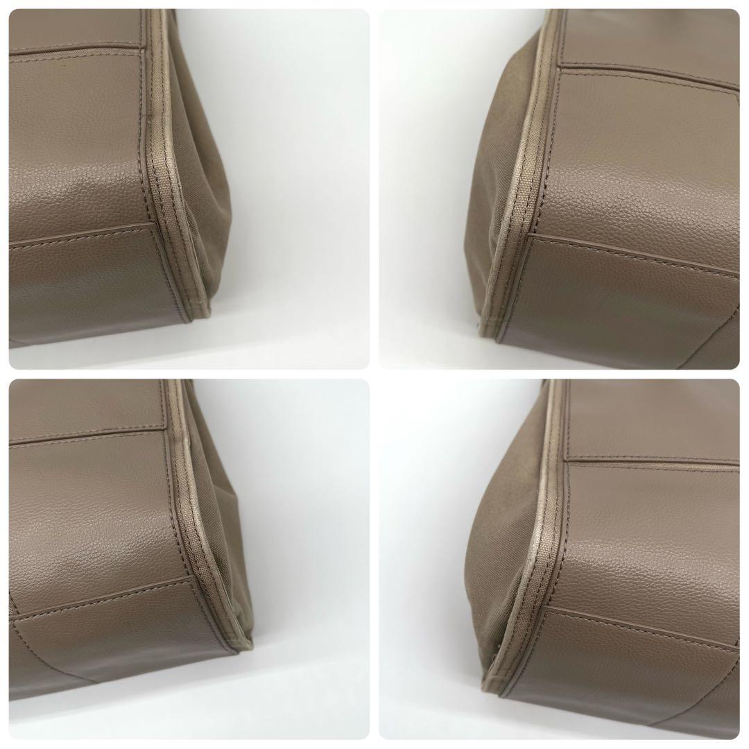 【美品】トリーバーチ ビジネスバッグ トート A4可 グレージュ シボ革 レザー