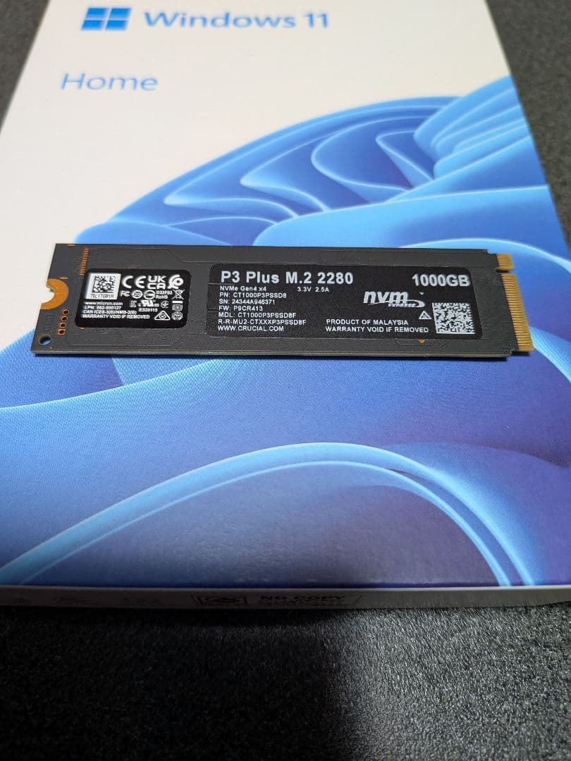 crucial P3Plus M.2 2280 1000GB＆windows11