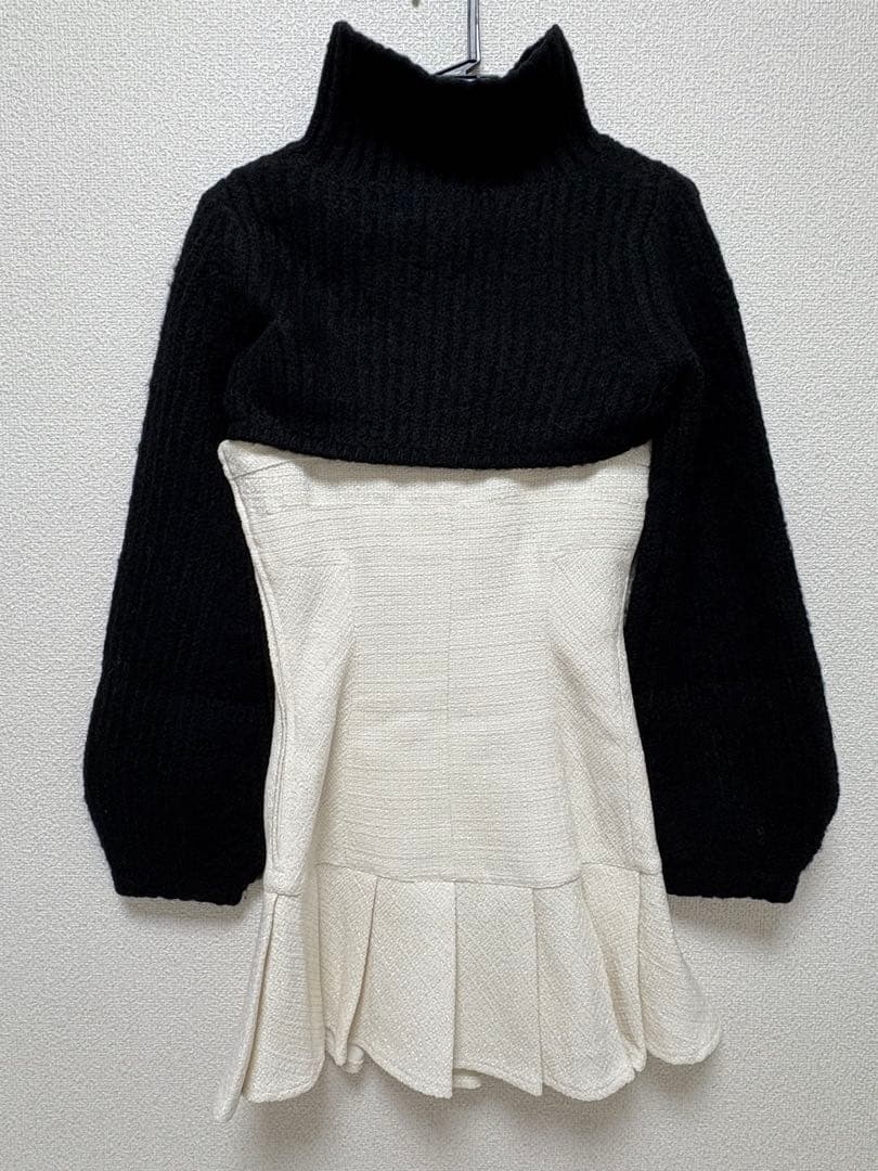 ワンピース andmary Twiggy tweed mini dress white