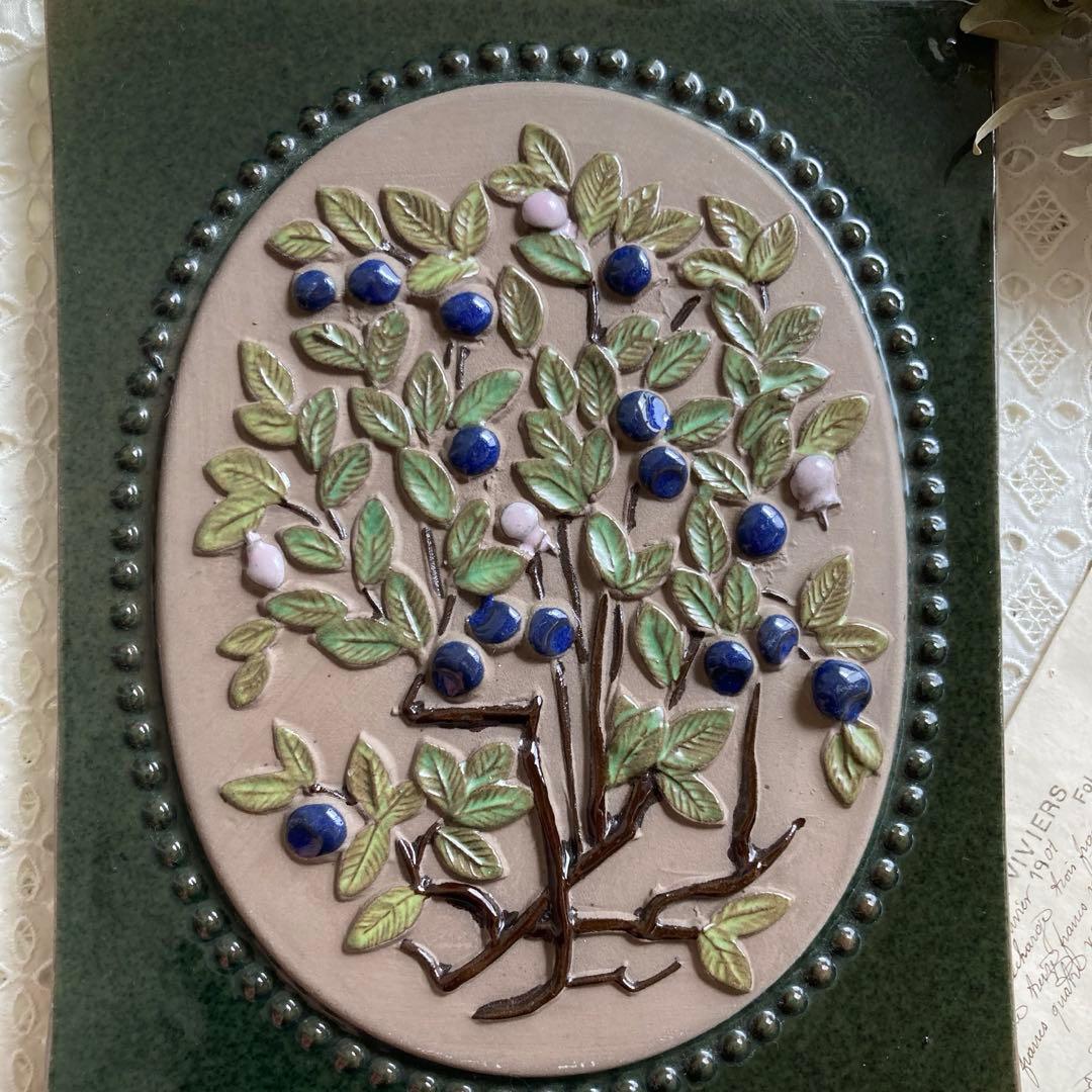 北欧ヴィンテージ JIE 希少な大サイズ　ブルーベリーの陶板