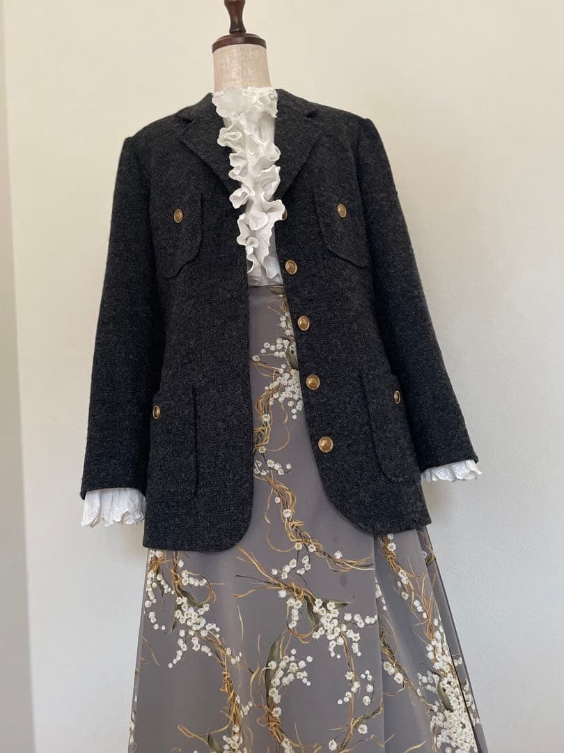 【ピンクハウス】ツイードウールロングジャケット