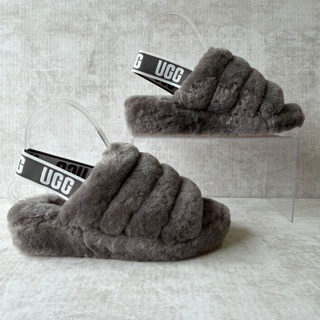 ⭐️未使用⭐️UGG アグ フラッフイヤー スライド サンダル 23cm グレー