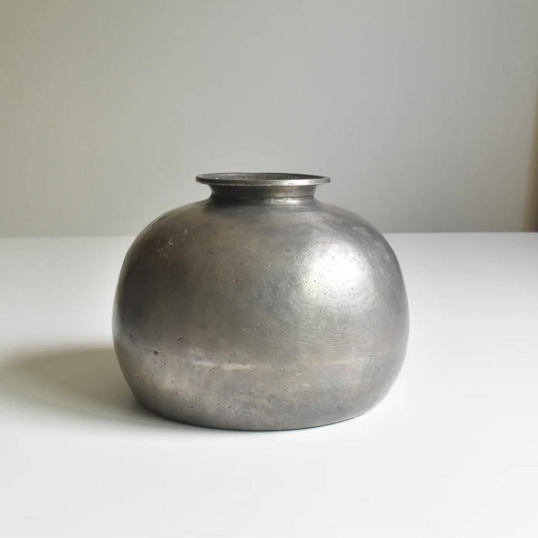 フランスアンティーク　ピューター フラワーベース　フラワーポット　ブロカント