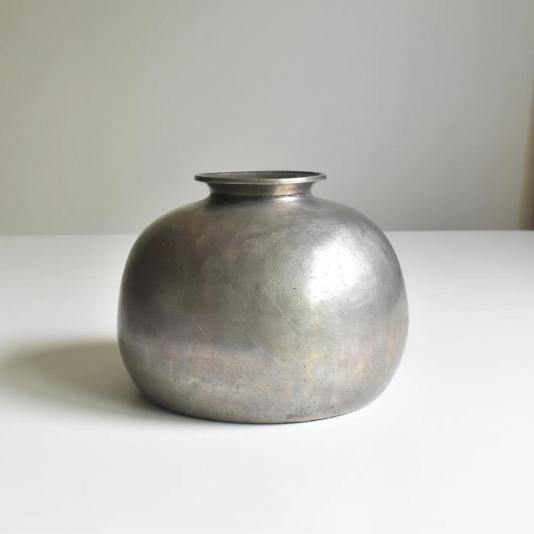 フランスアンティーク　ピューター フラワーベース　フラワーポット　ブロカント