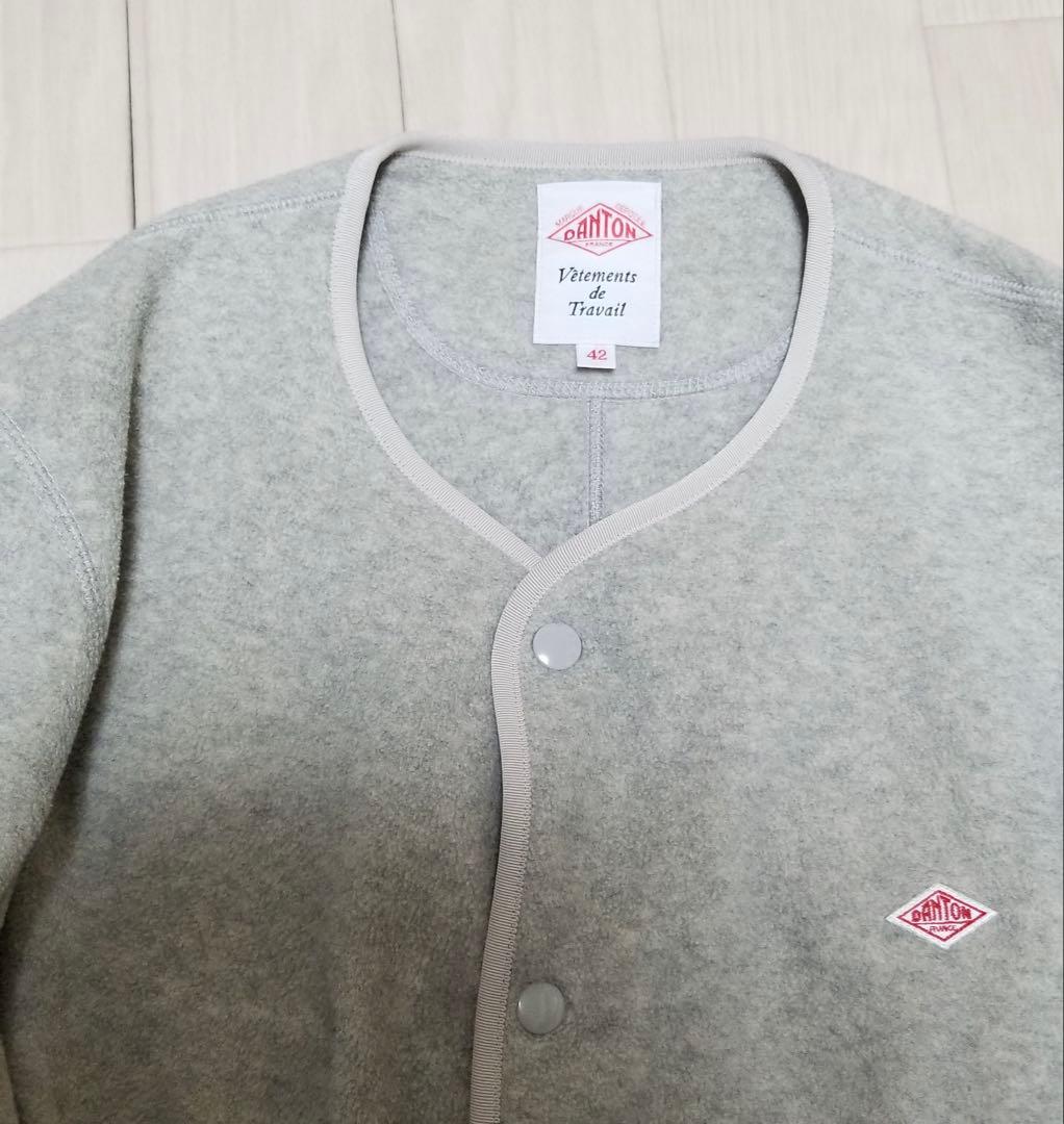 DANTON ノーカラー フリース ジャケット グレー　42