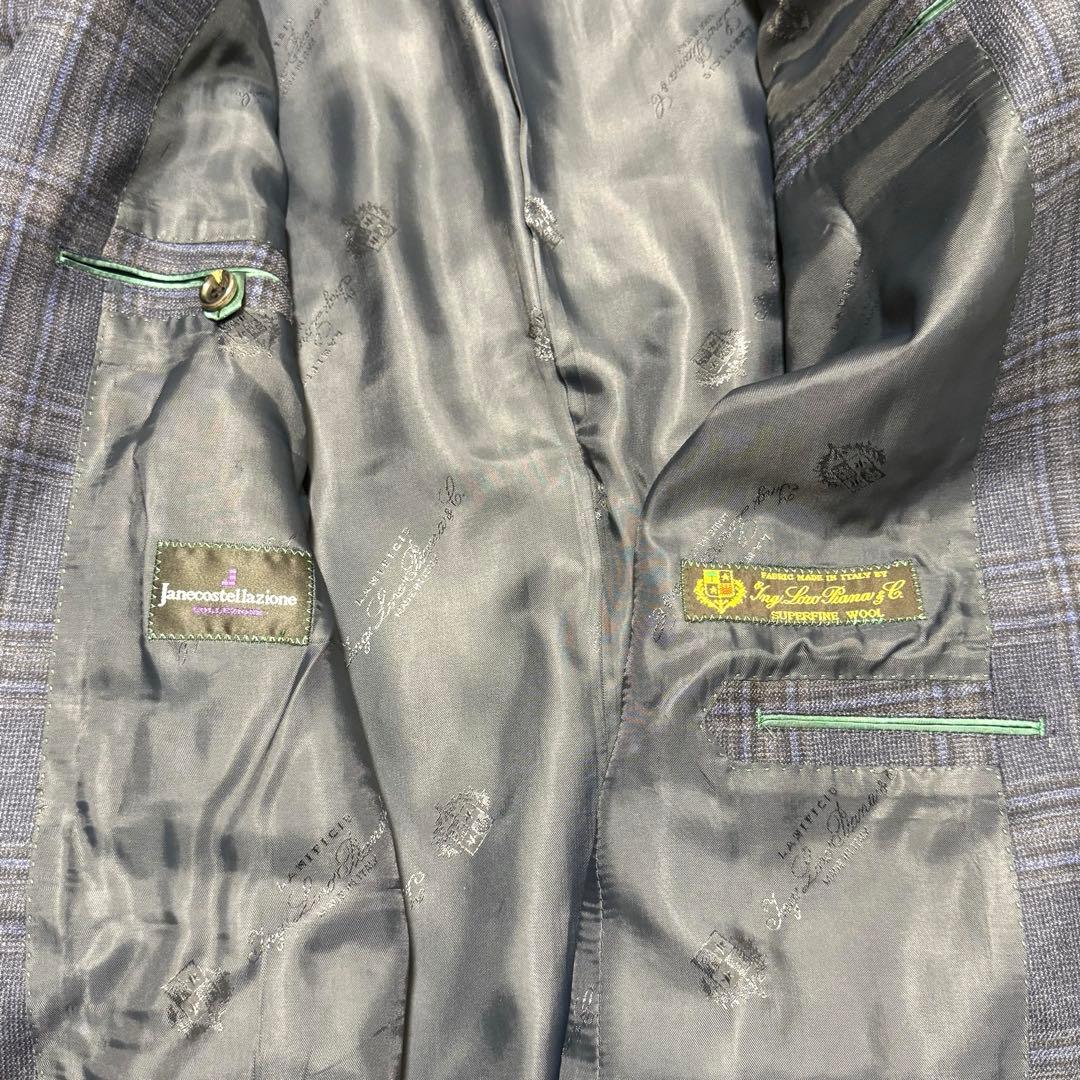 【新品】ロロピアーナ 伊製生地 ウール100% サキソニー起毛 ジャケットA5紺