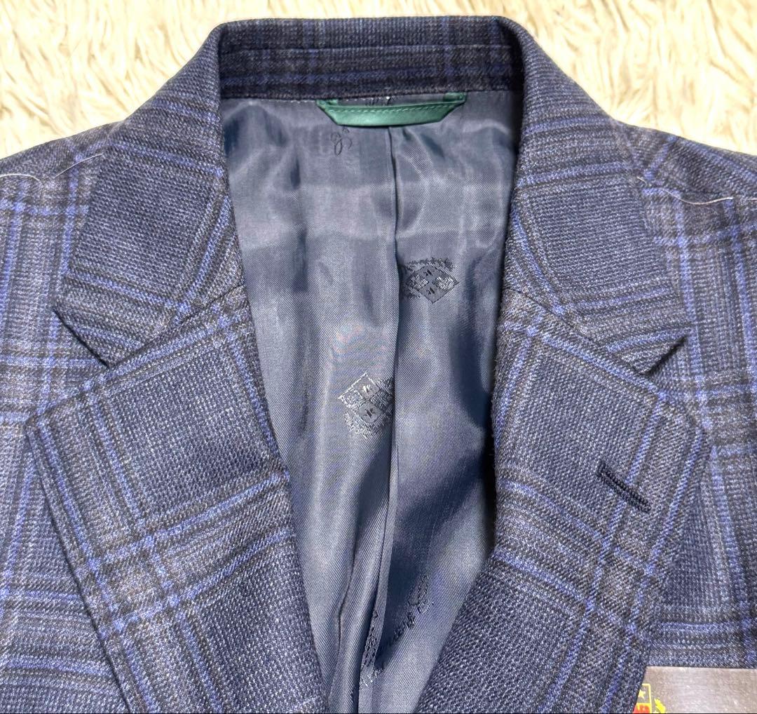 【新品】ロロピアーナ 伊製生地 ウール100% サキソニー起毛 ジャケットA5紺