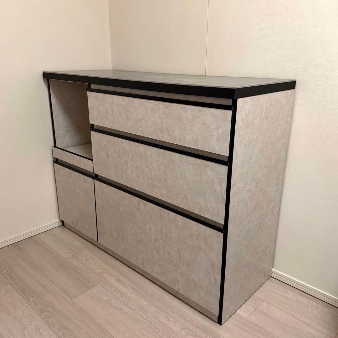 楽天購入　キッチンカウンター 幅120cm 完成品 家電収納 モダン　大川家具