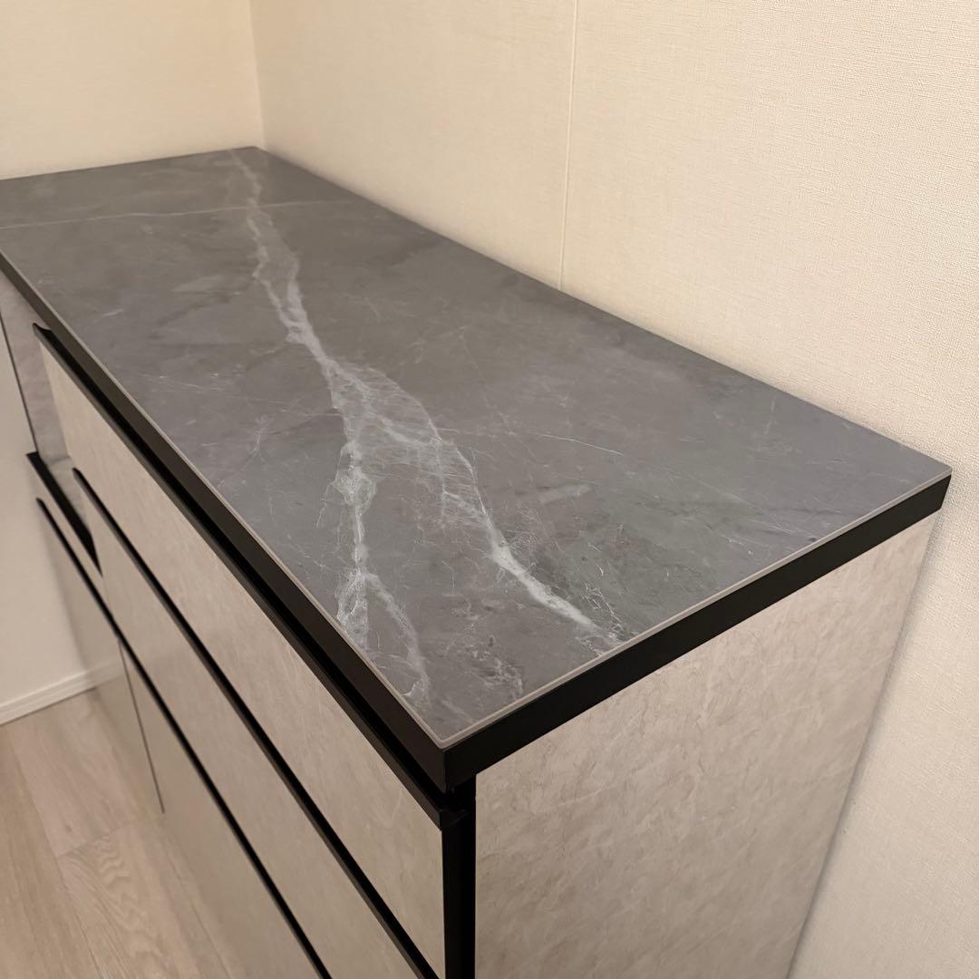 楽天購入　キッチンカウンター 幅120cm 完成品 家電収納 モダン　大川家具