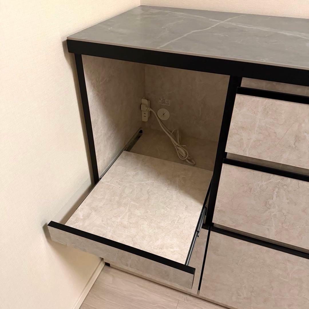 楽天購入　キッチンカウンター 幅120cm 完成品 家電収納 モダン　大川家具