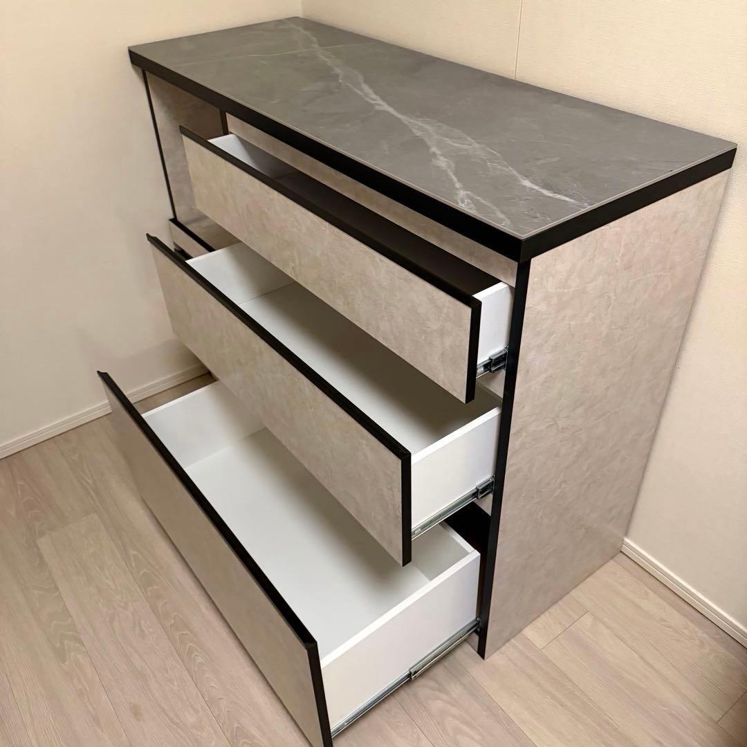 楽天購入　キッチンカウンター 幅120cm 完成品 家電収納 モダン　大川家具