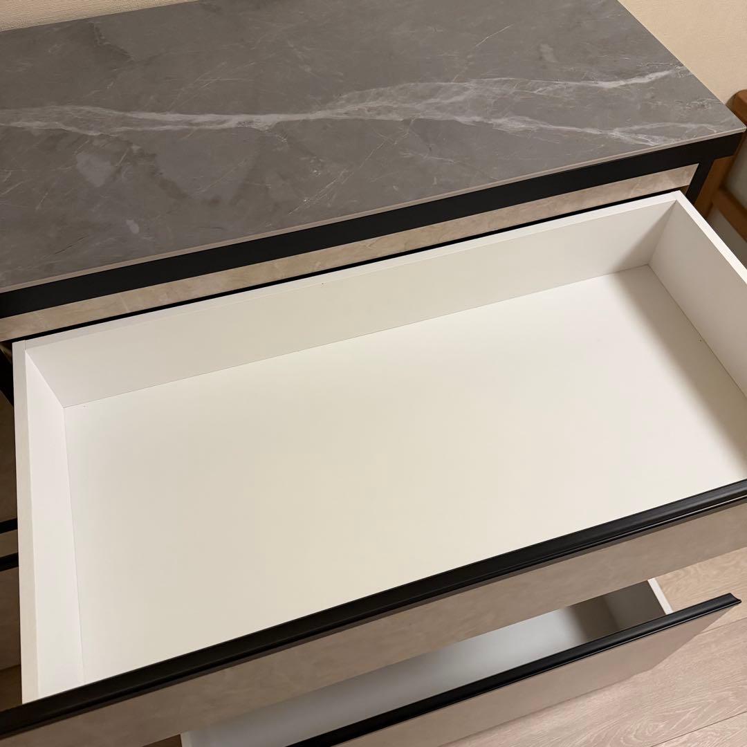 楽天購入　キッチンカウンター 幅120cm 完成品 家電収納 モダン　大川家具