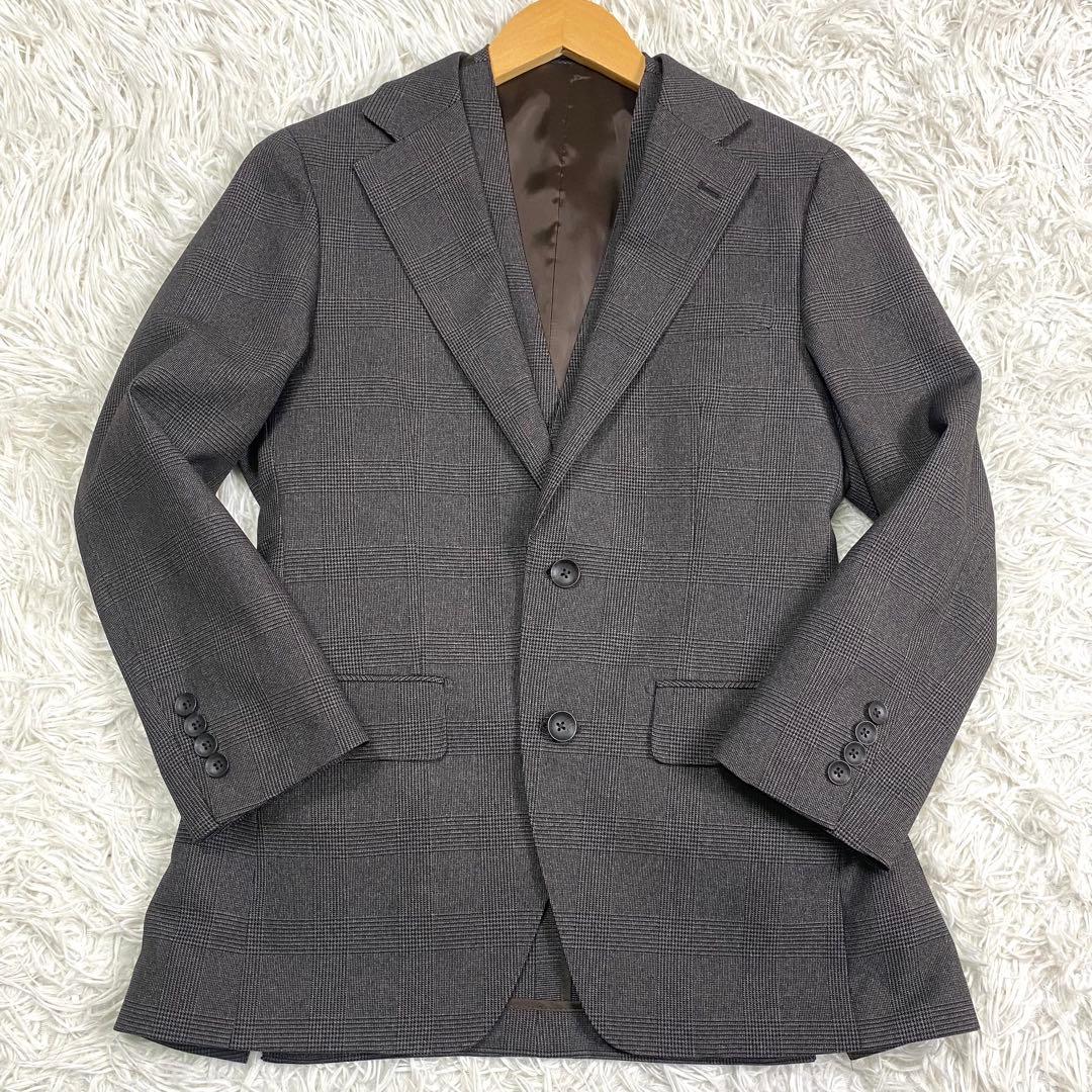 未使用級✨洗える✨防シワ 3ピースセットアップスーツ グレンチェック ペイズリー