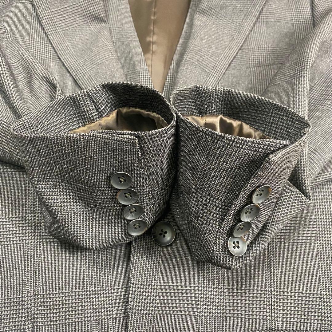 未使用級✨洗える✨防シワ 3ピースセットアップスーツ グレンチェック ペイズリー