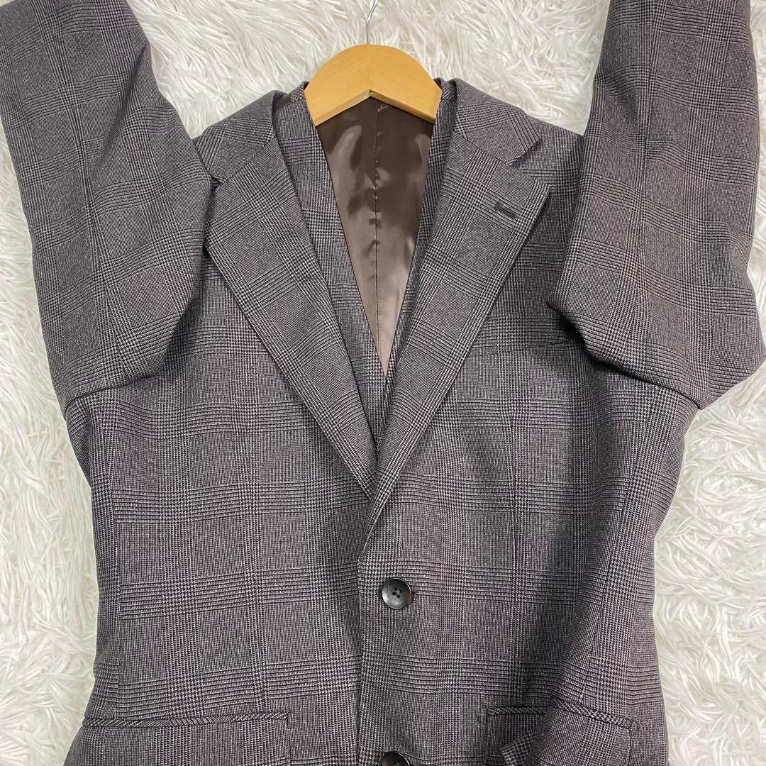 未使用級✨洗える✨防シワ 3ピースセットアップスーツ グレンチェック ペイズリー