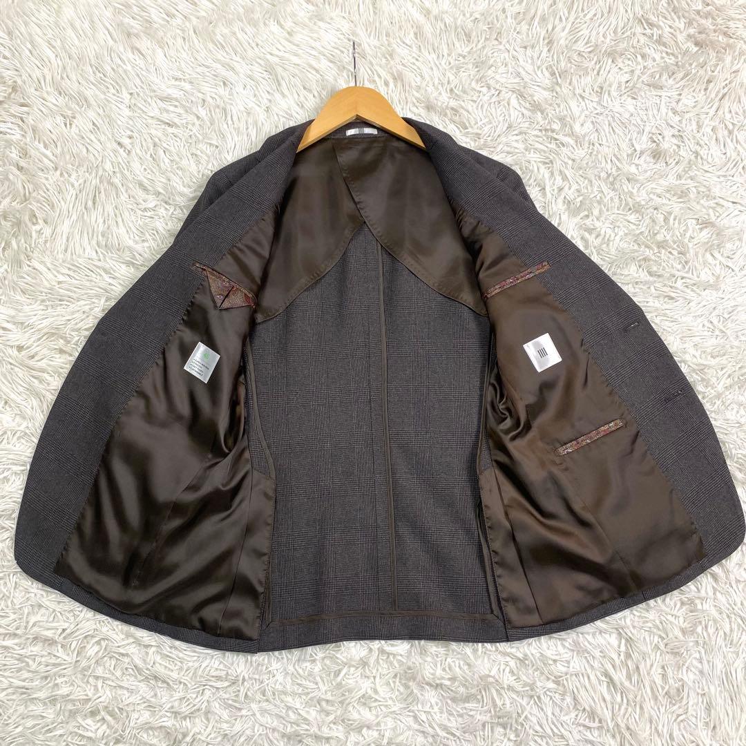 未使用級✨洗える✨防シワ 3ピースセットアップスーツ グレンチェック ペイズリー