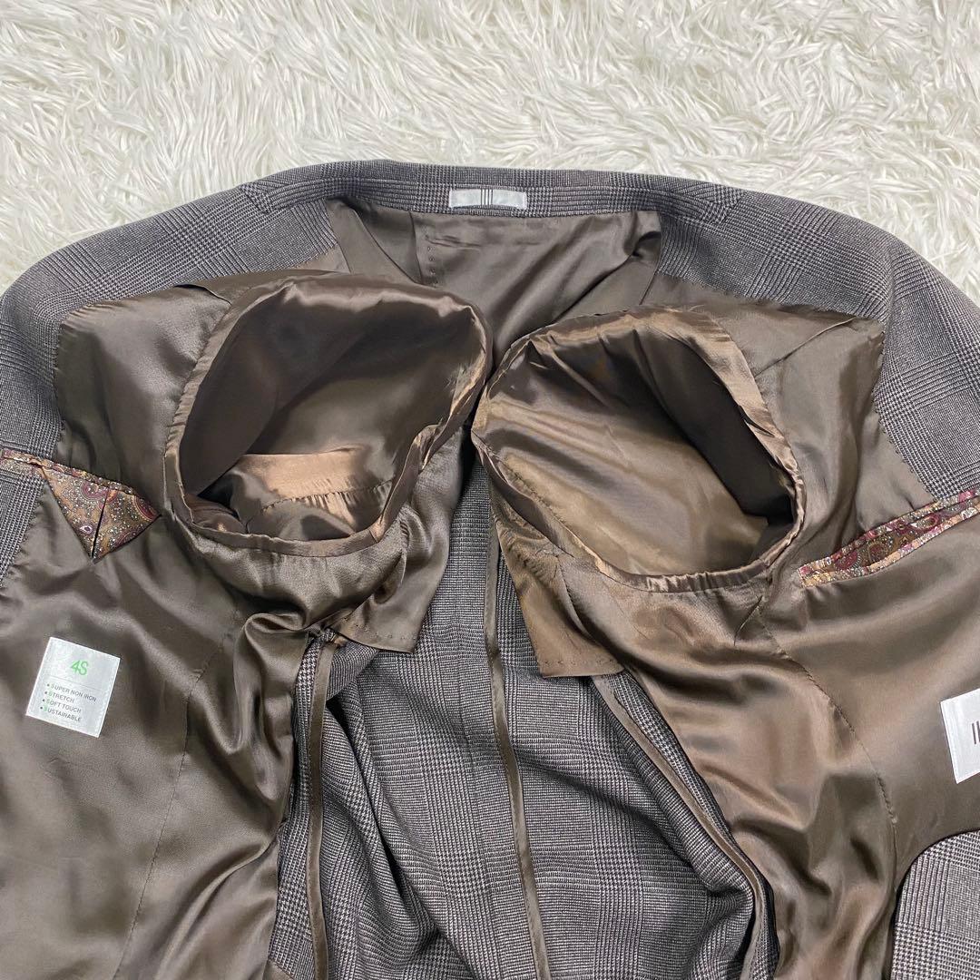 未使用級✨洗える✨防シワ 3ピースセットアップスーツ グレンチェック ペイズリー