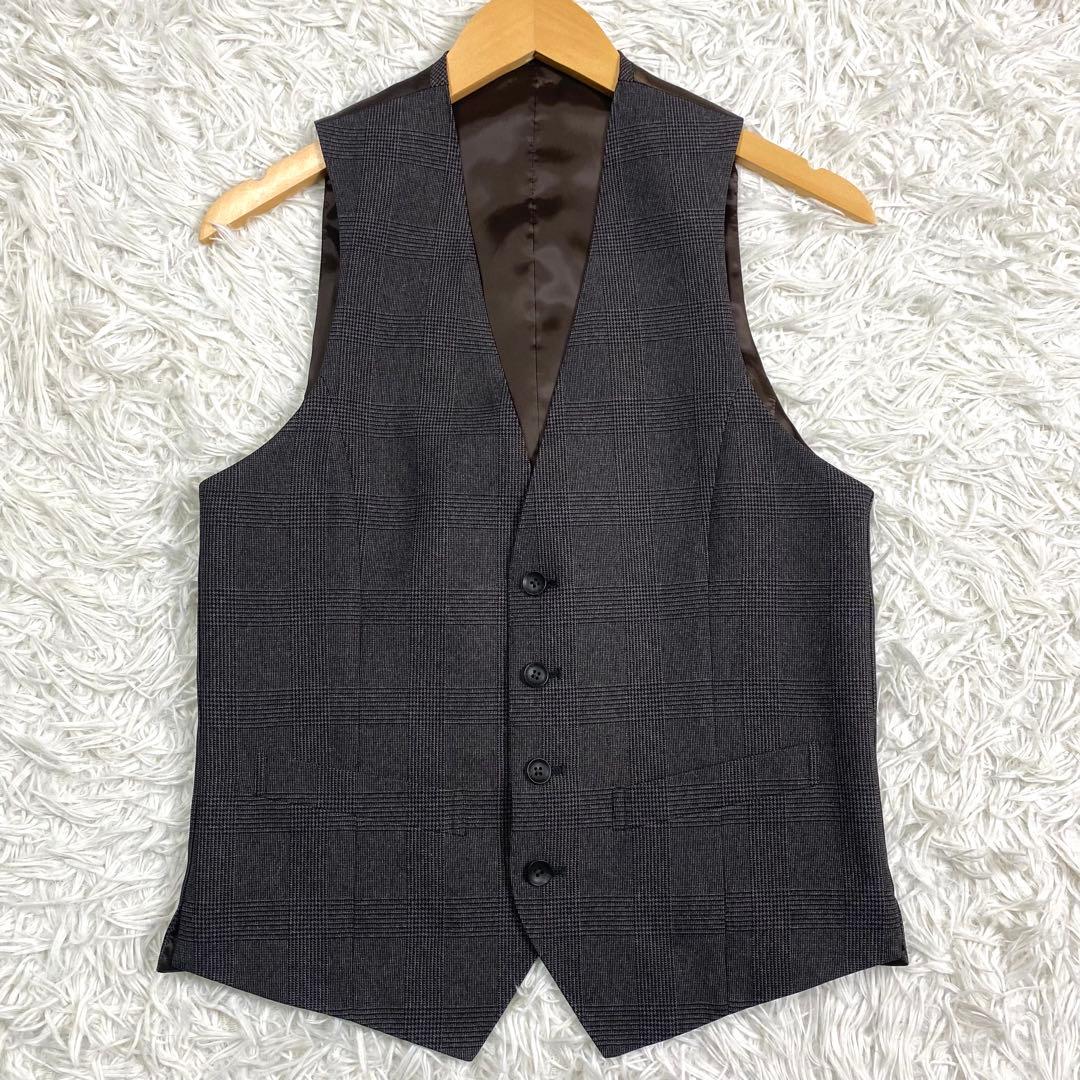 未使用級✨洗える✨防シワ 3ピースセットアップスーツ グレンチェック ペイズリー