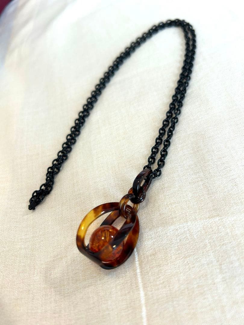 琥珀　べっ甲　ペンダント　イヤリング　セット