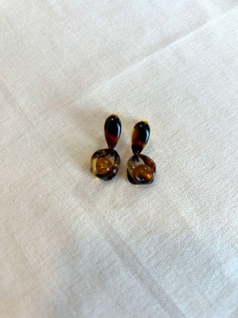 琥珀　べっ甲　ペンダント　イヤリング　セット