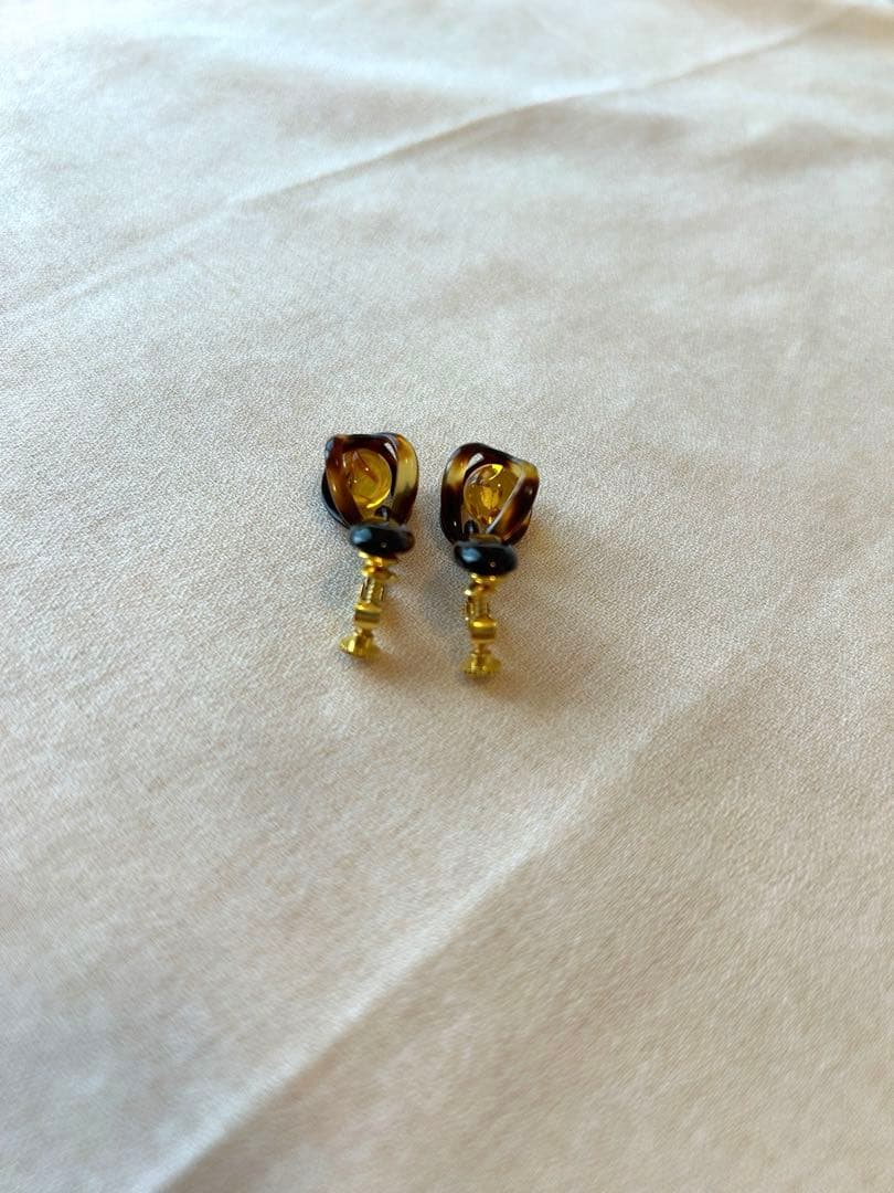 琥珀　べっ甲　ペンダント　イヤリング　セット