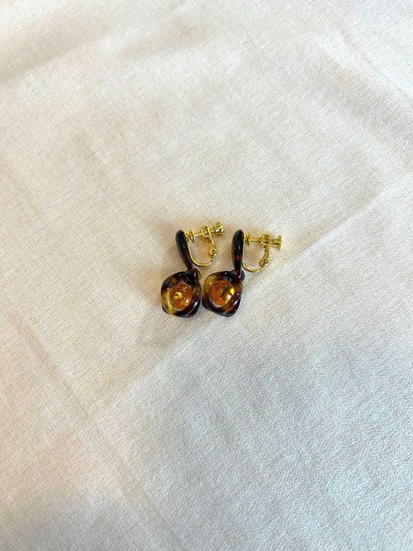 琥珀　べっ甲　ペンダント　イヤリング　セット