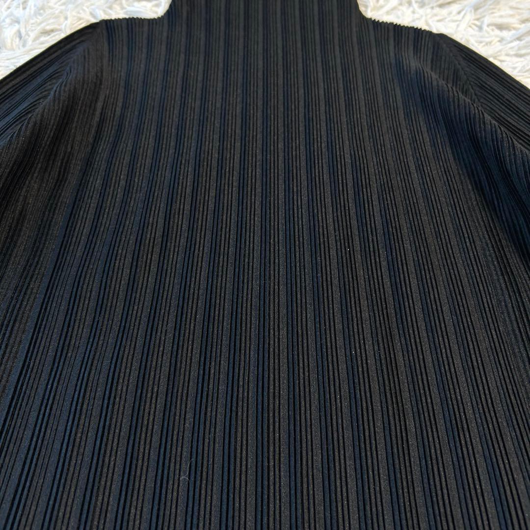 プリーツプリーズ 長袖カットソー ハイネック イッセイミヤケ ブラック