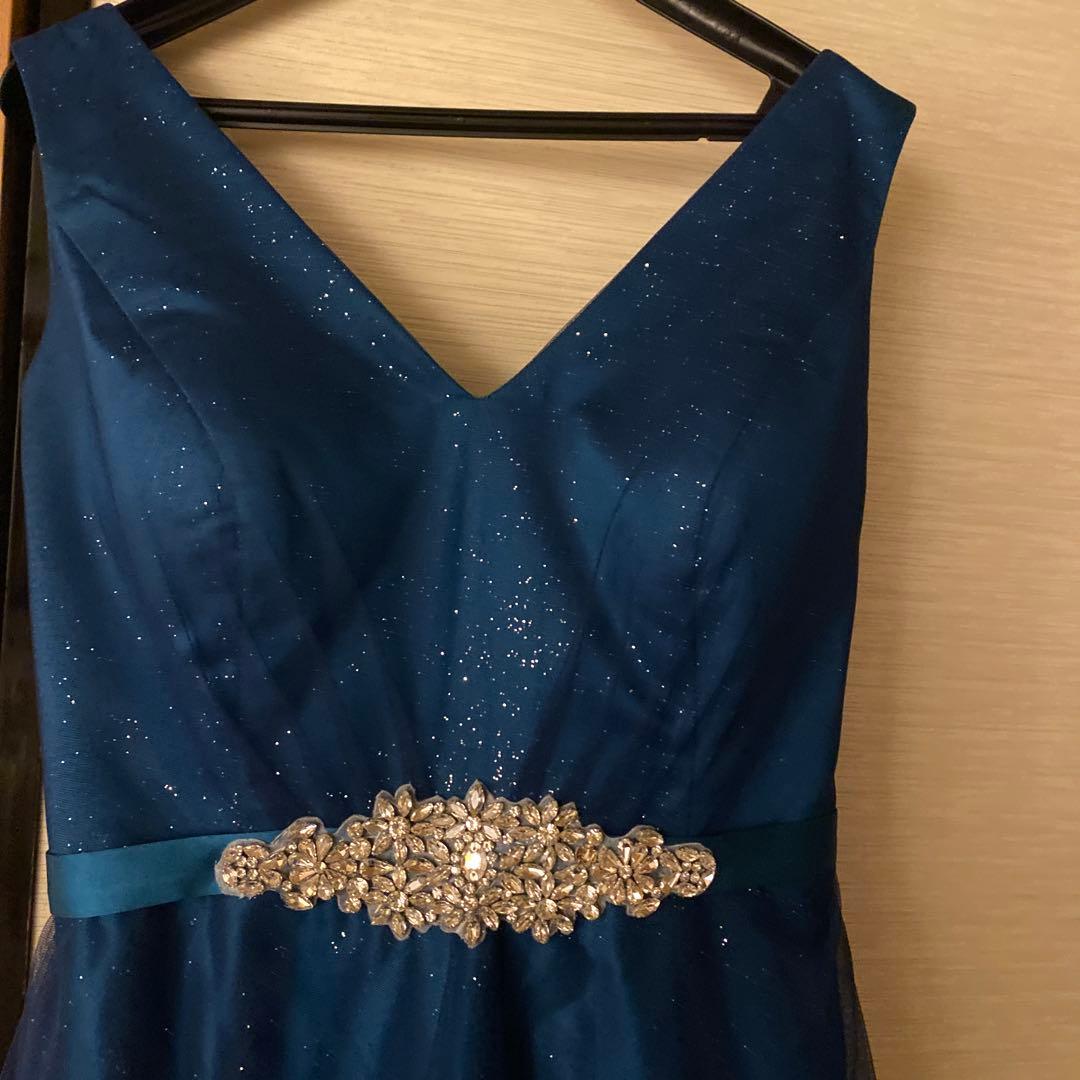 ⭐︎アミ美品☆ダークグリーン Aラインドレス ビジュー付き　演奏会