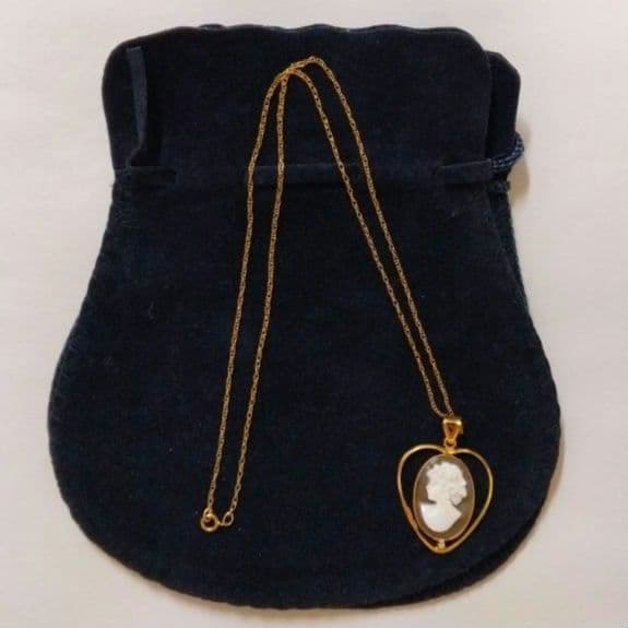 CAMEO カメオハート型 ペンダントトップK18刻印／サイン入り／イタリア製