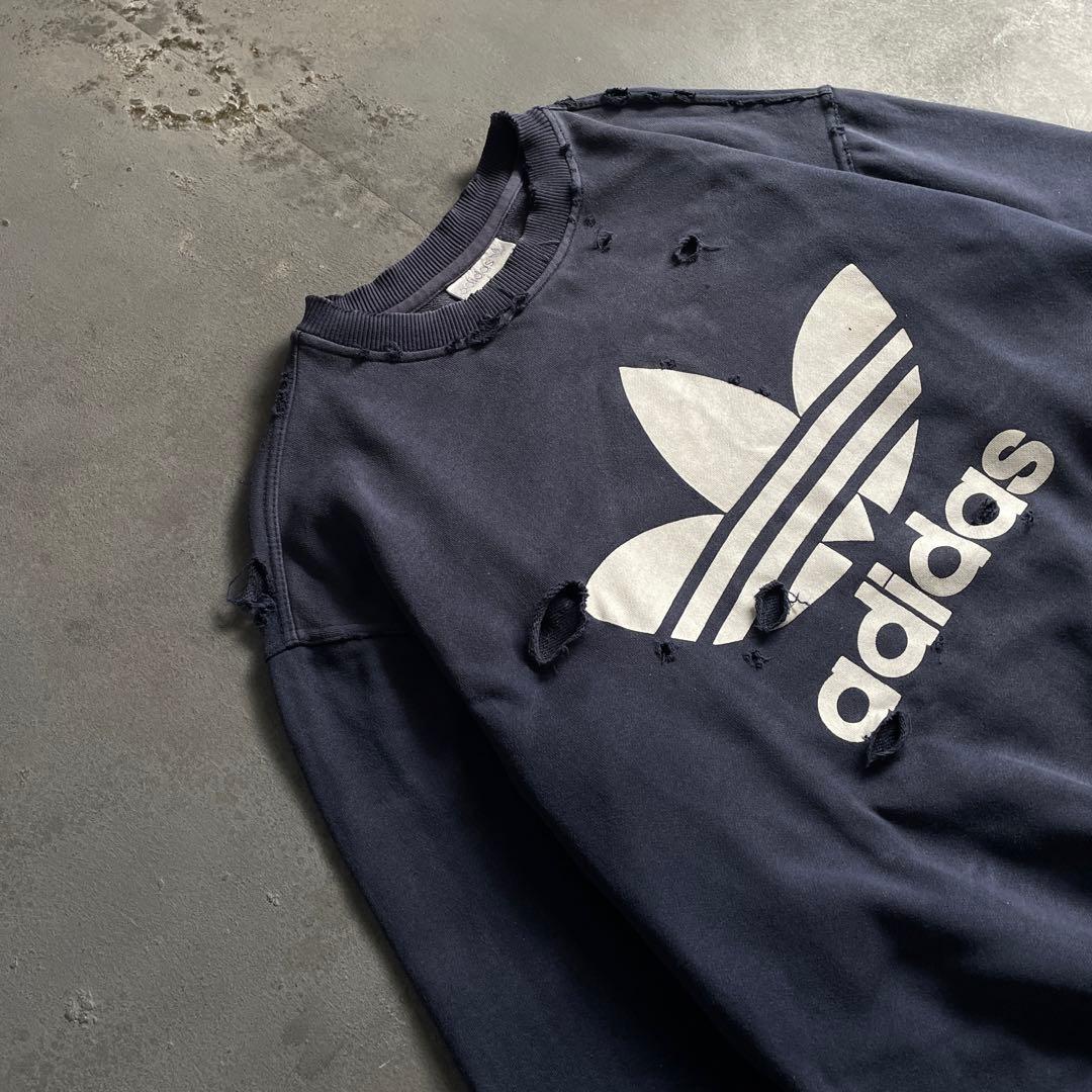 90's 銀タグ“adidas“短丈”grange boro sweat