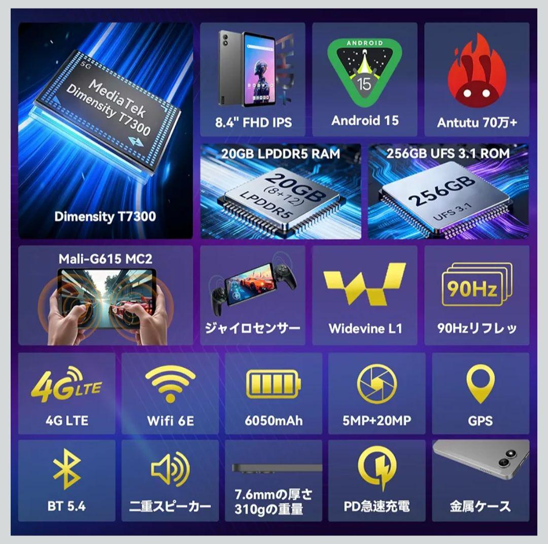 BNCF タブレット 8インチ Android 15　Netflix　ゲーミング