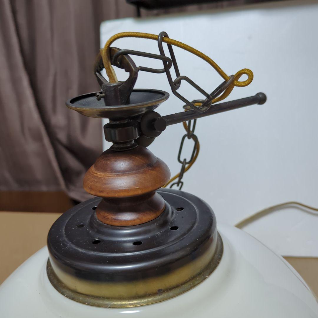 （昭和レトロ商品）山田照明 フラワーモチーフペンダントライト （ガラスシェード）